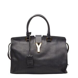 Saint Laurent Y Cabas Handbag Black Leather